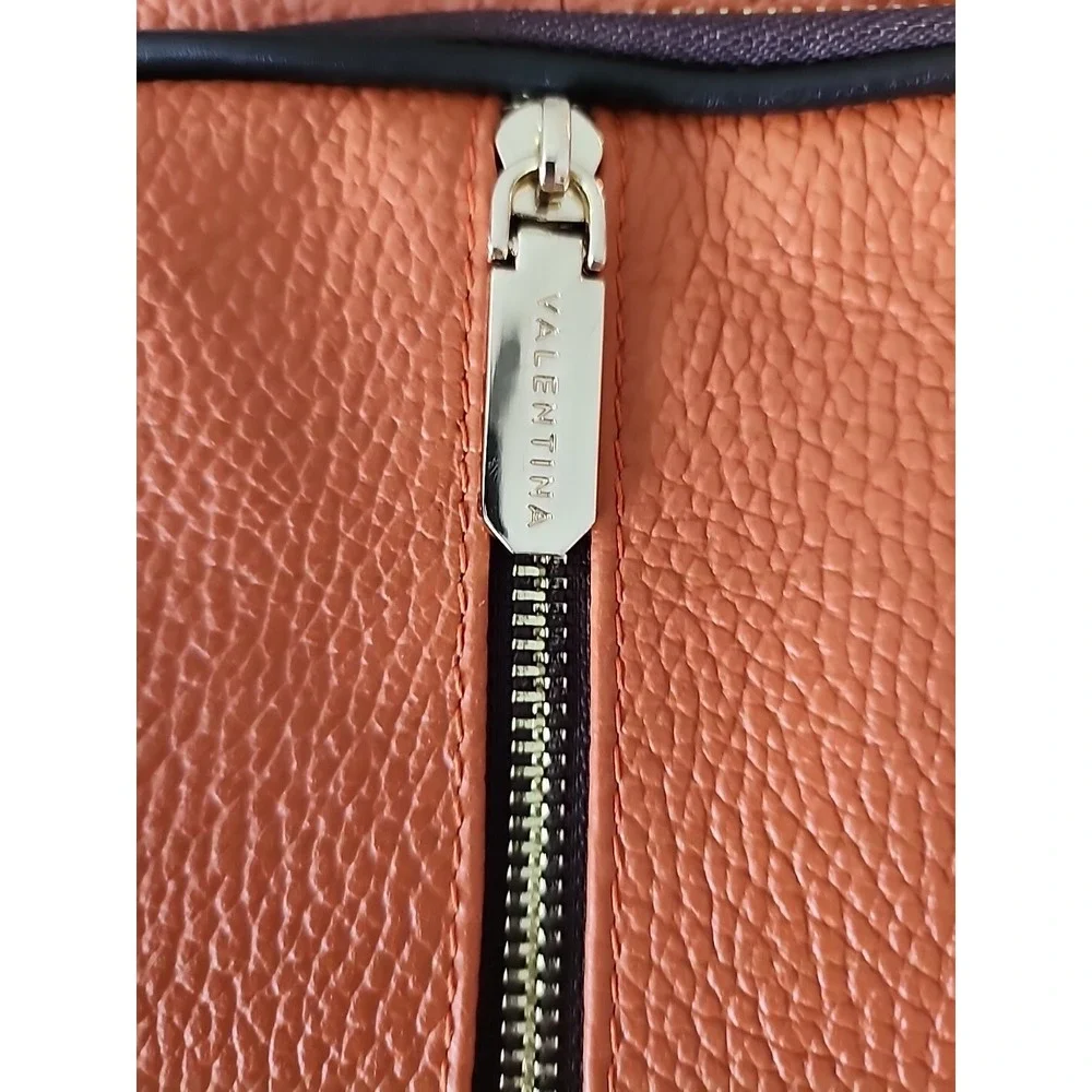 Vanentina Italian Pebbled Leather Backpack Orange W/Black LNC!